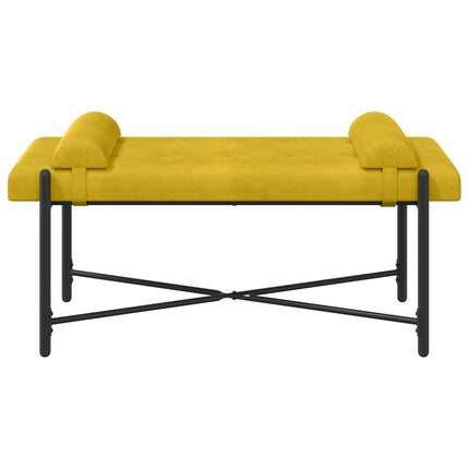 Knappet bænk med puder Gul 110 x 40 x 46 cm Fløjl
