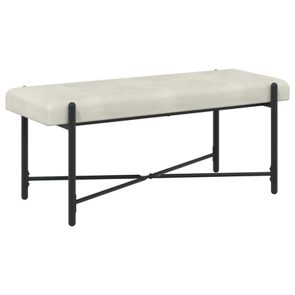Knappet bænk med puder Cremefarvet 110 x 40 x 46 cm Fløjl