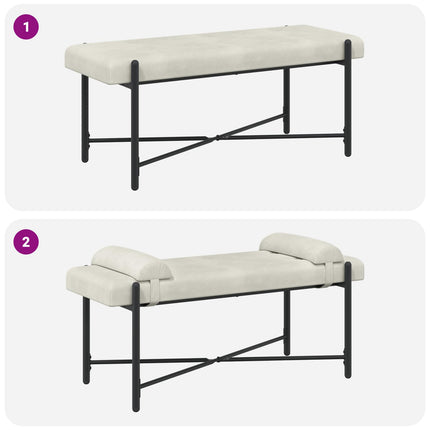 Knappet bænk med puder Cremefarvet 110 x 40 x 46 cm Fløjl