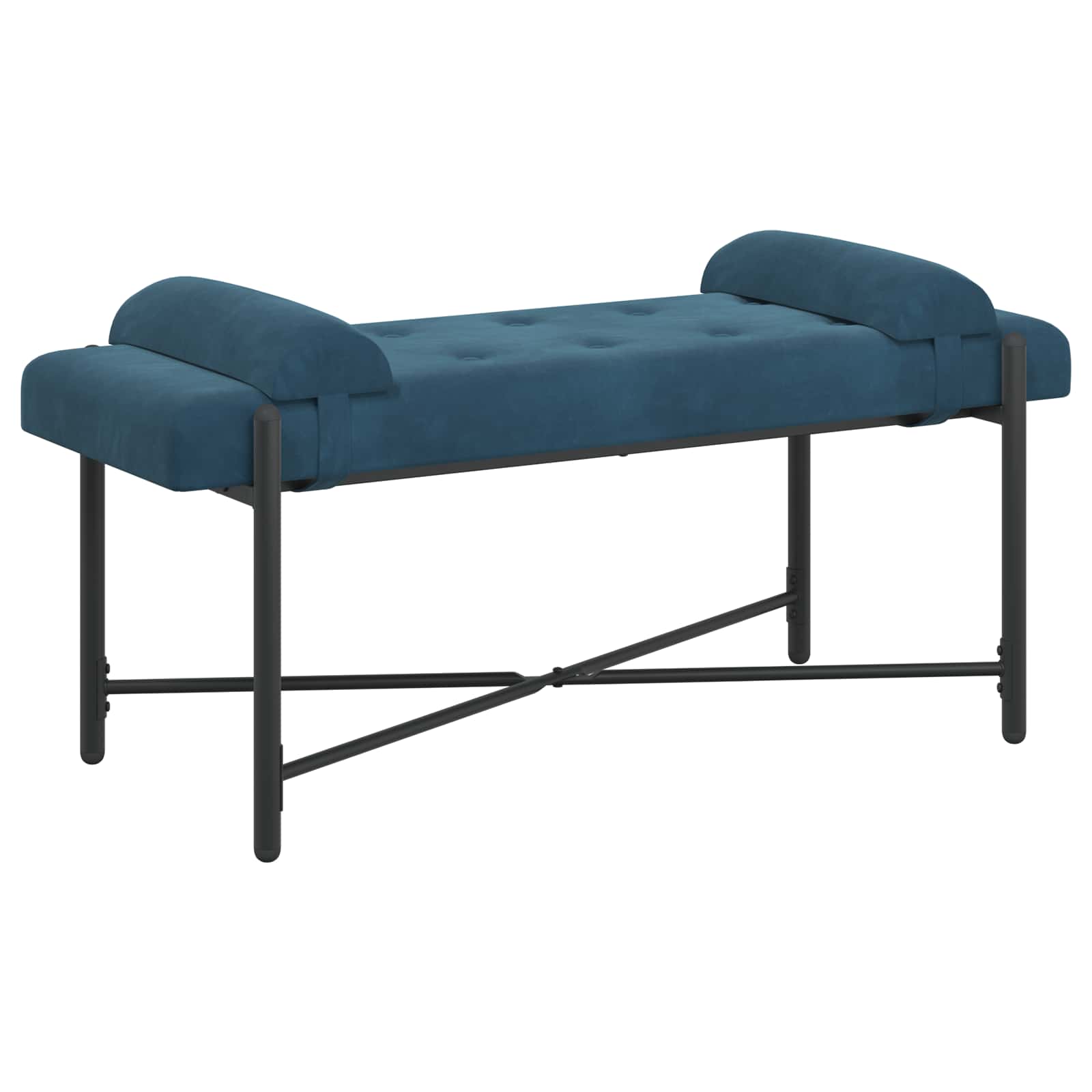 Knappet bænk med puder med pude Blå 110 x 40 x 46 cm Velour