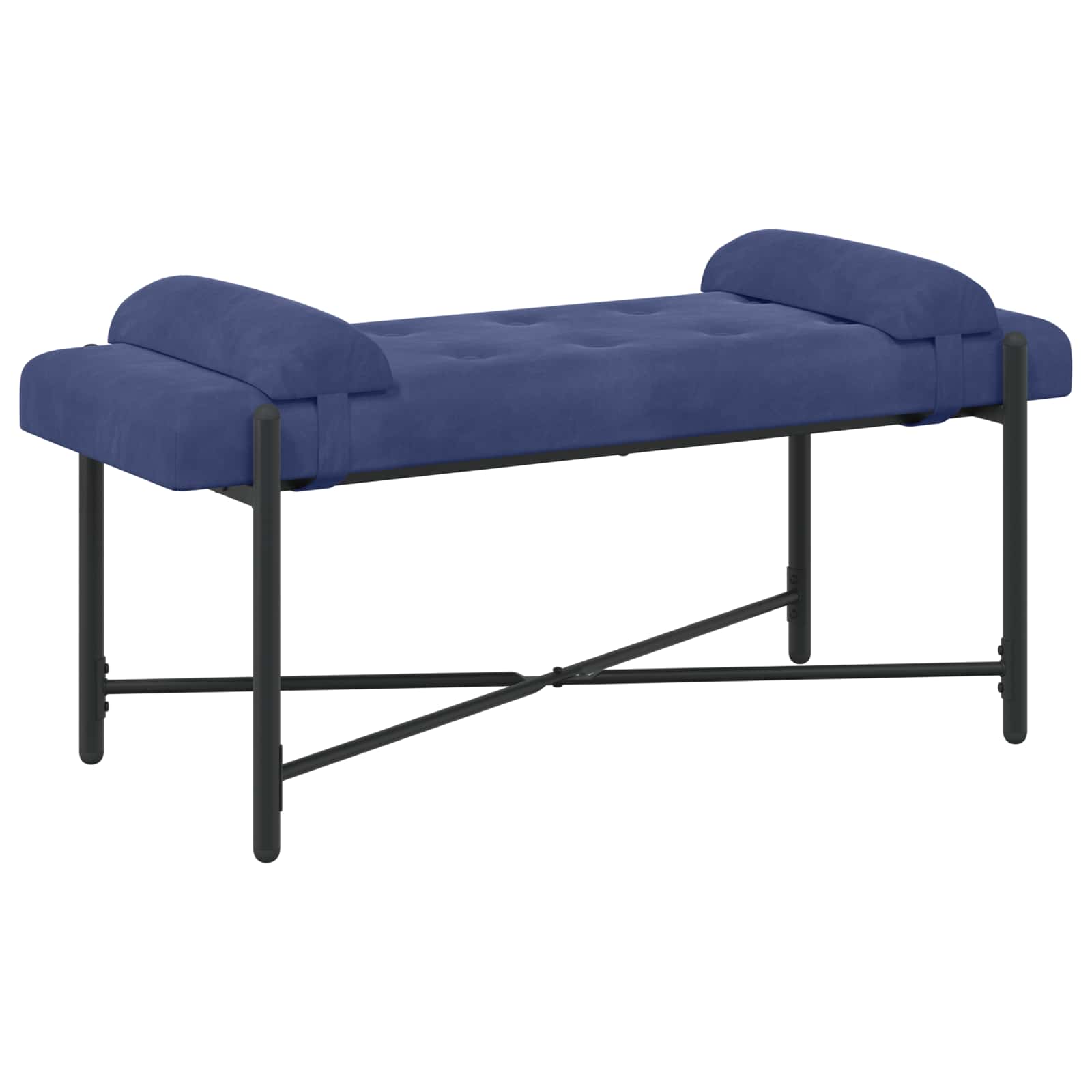 Knappet bænk med puder Politi blå 110 x 40 x 46 cm Velour