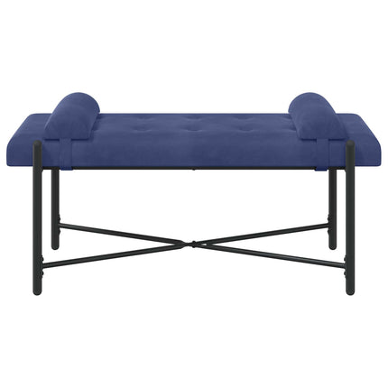 Knappet bænk med puder Politi blå 110 x 40 x 46 cm Fløjl