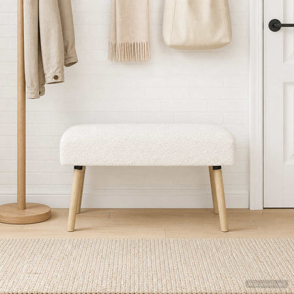 bænk Ensfarvet Cremefarvet 80 x 40 x 46 cm Bouclé