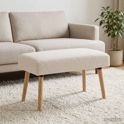 bænk Ensfarvet Cremefarvet 80 x 40 x 46 cm Bouclé