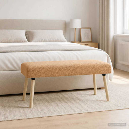 bænk Ensfarvet Beige 110 x 40 x 46 cm Bouclé