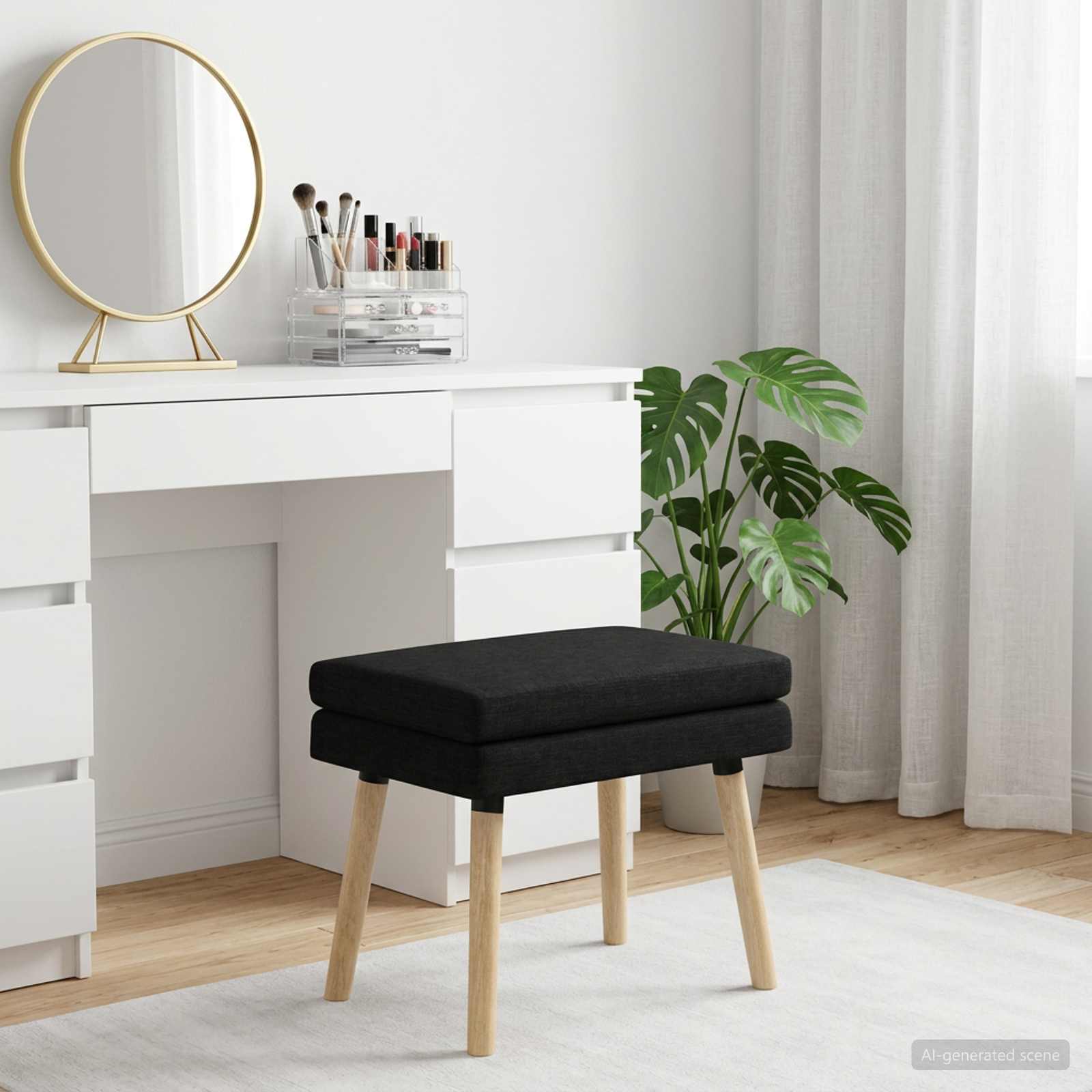 Dobbeltlagret bænk Sort 60 x 40 x 46 cm Stof billede
