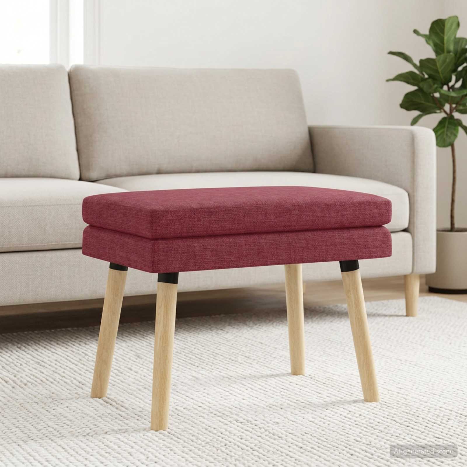 Dobbeltlagret bænk Vinrød 60 x 40 x 46 cm Stof billede