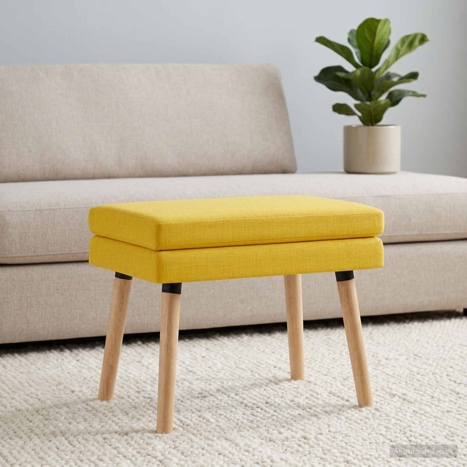 Dobbeltlagret bænk Lys Gul 60 x 40 x 46 cm Stof billede