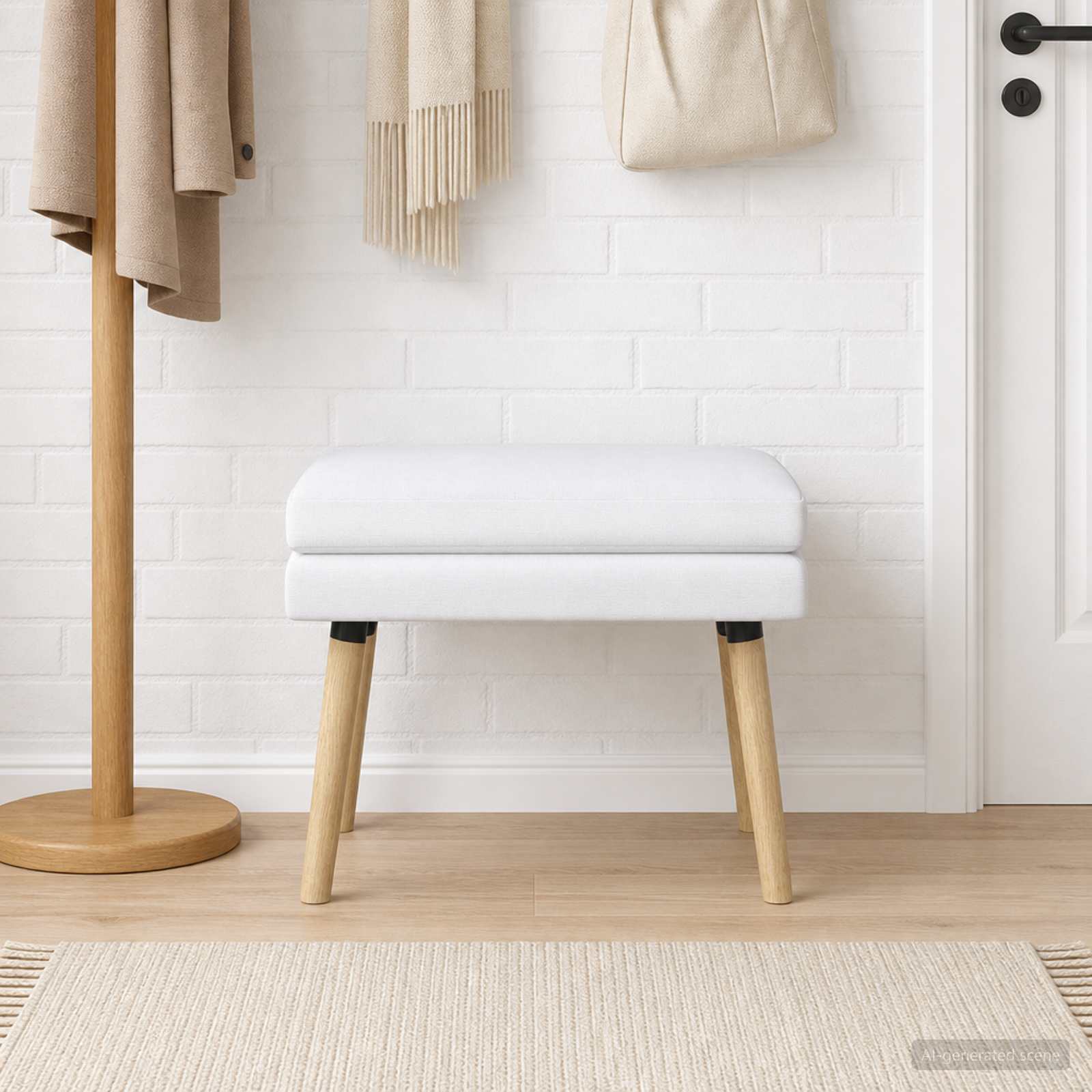 Dobbeltlagret bænk Hvid 60 x 40 x 46 cm Stof billede