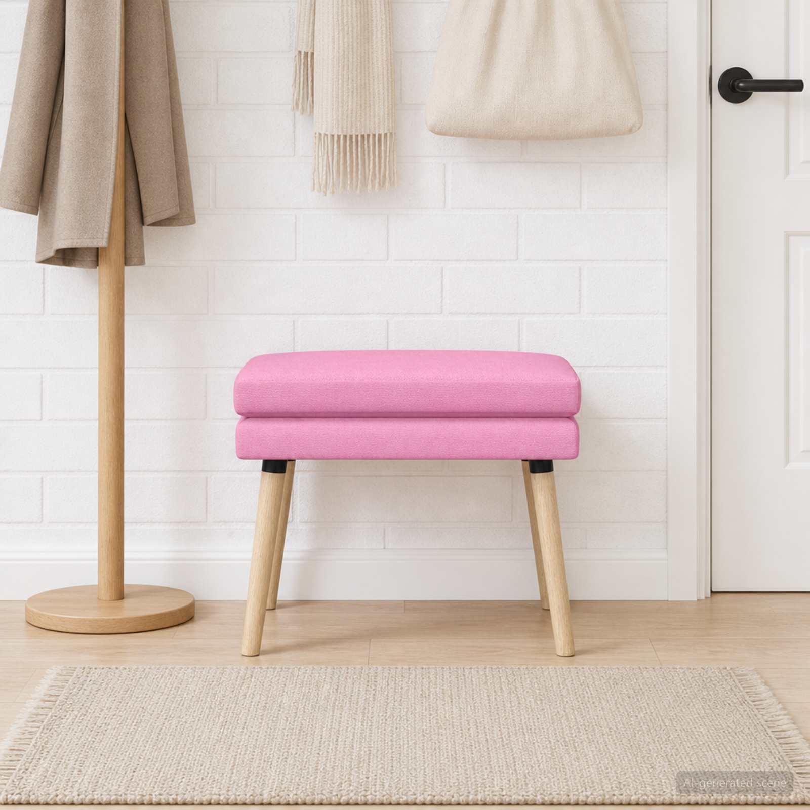 Dobbeltlagret bænk Lyserød 60 x 40 x 46 cm Stof billede
