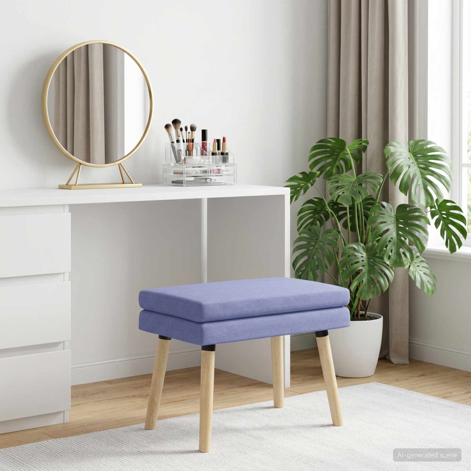 Dobbeltlagret bænk Jeans blå 60 x 40 x 46 cm Stof billede