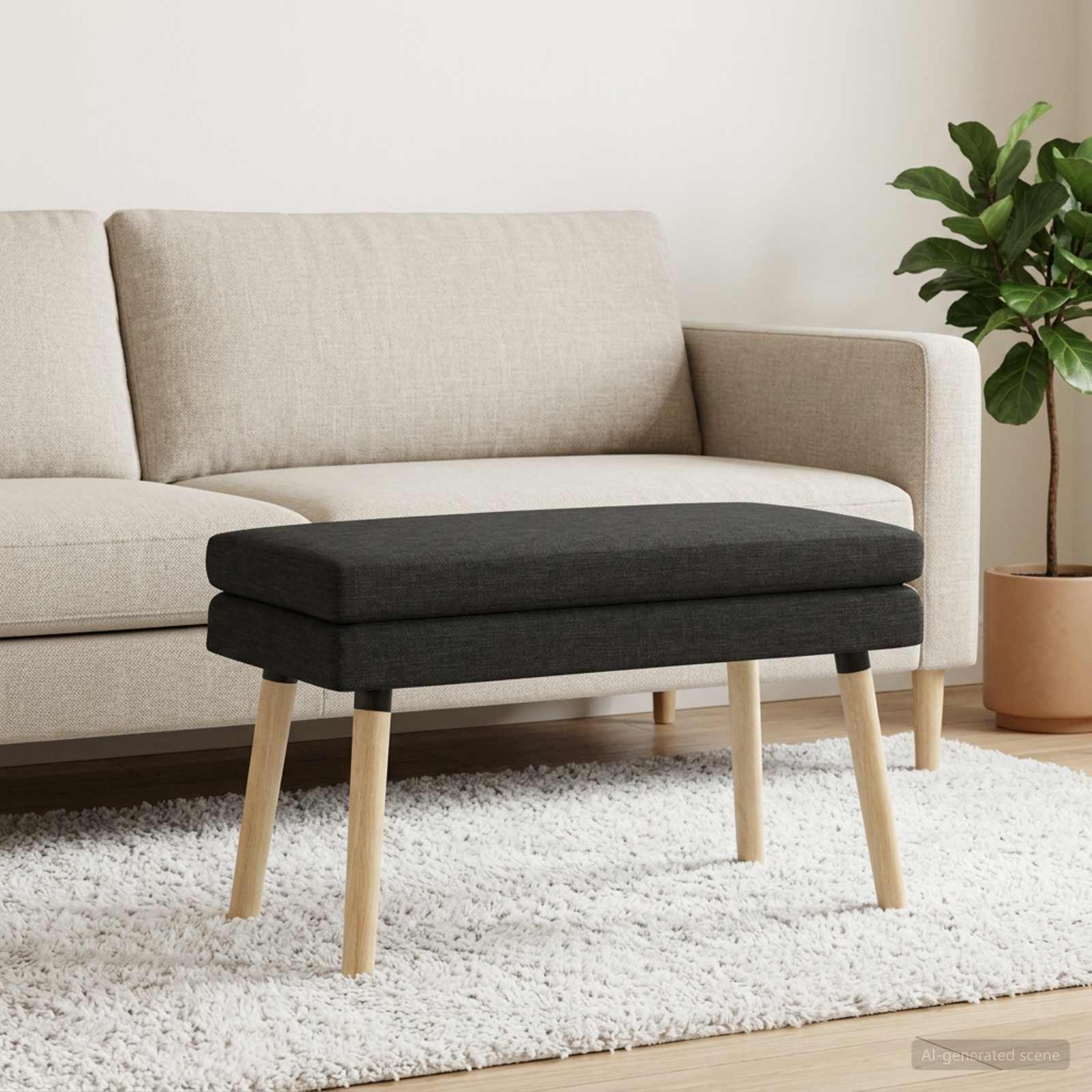 Dobbeltlagret bænk Sort 80 x 40 x 47 cm Stof billede