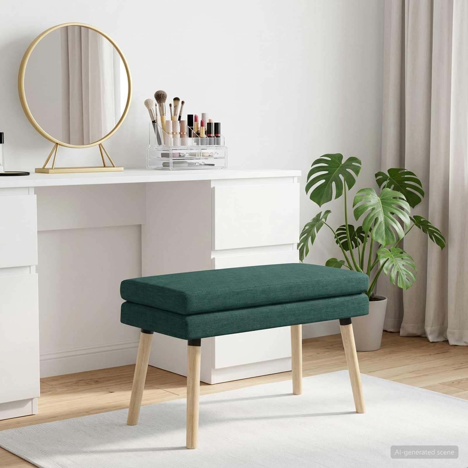 Dobbeltlagret bænk Mørkegrøn 80 x 40 x 47 cm Stof billede