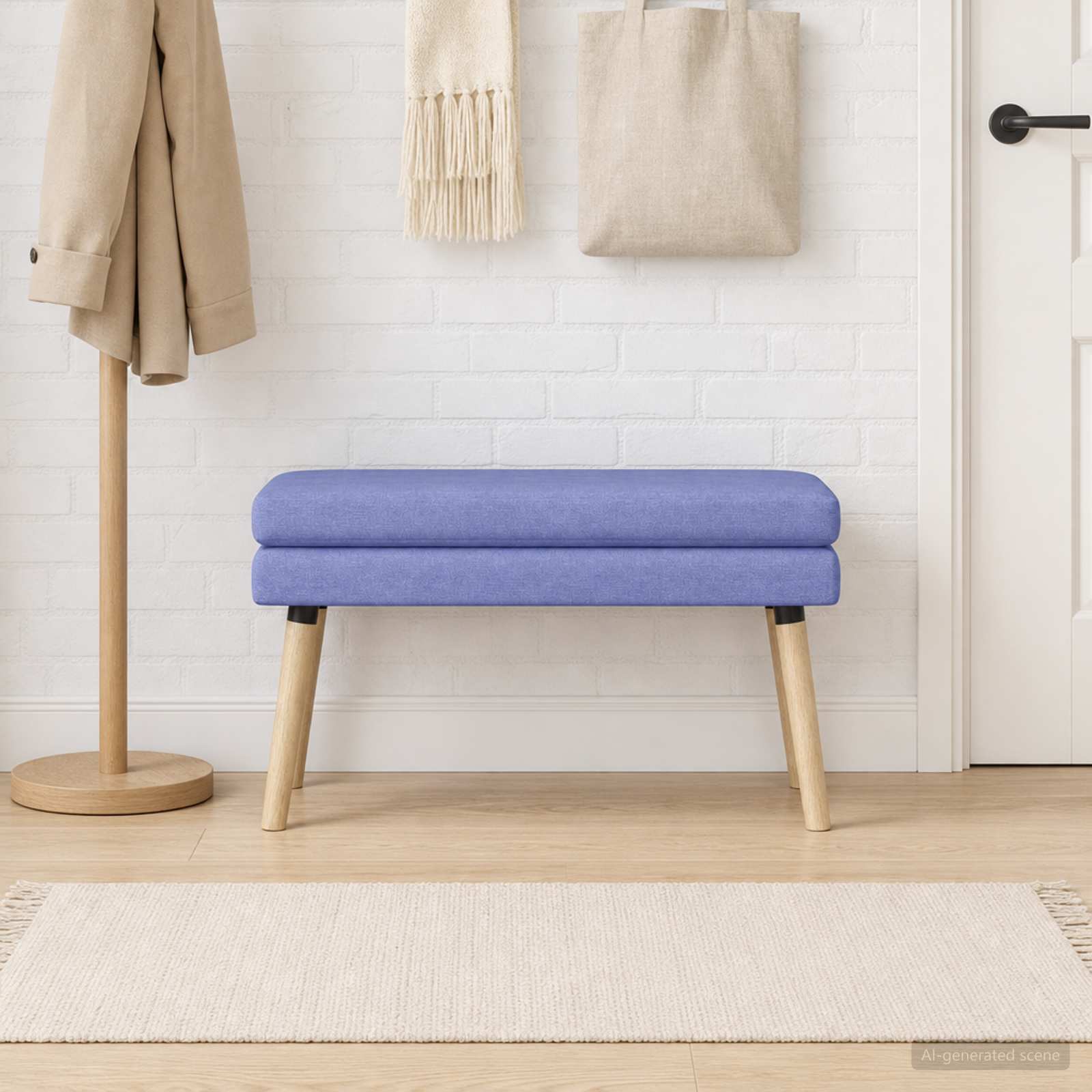Dobbeltlagret bænk Jeans blå 80 x 40 x 47 cm Stof billede