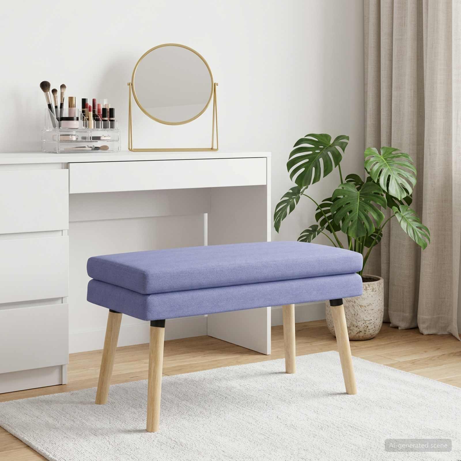 Dobbeltlagret bænk Jeans blå 80 x 40 x 47 cm Stof billede