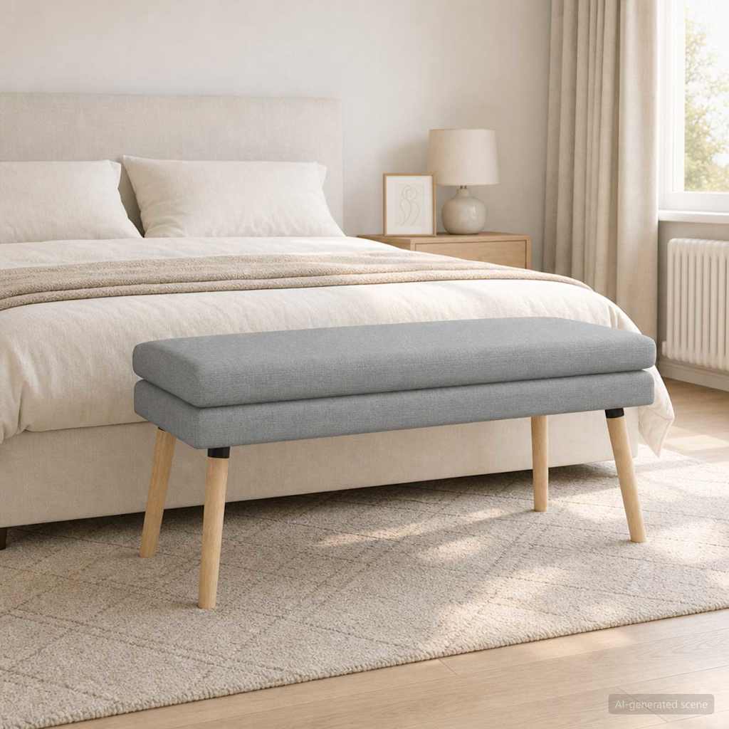 Dobbeltlagret bænk Lysegrå 110 x 40 x 47 cm Stof billede