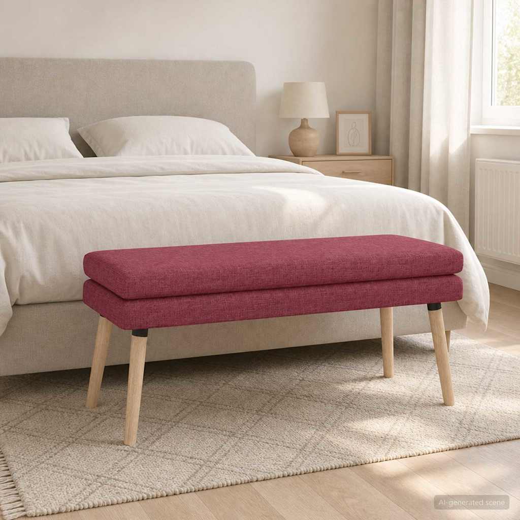 Dobbeltlagret bænk Vinrød 110 x 40 x 47 cm Stof billede