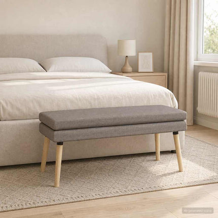 Dobbeltlagret bænk Gråbrun 110 x 40 x 47 cm Stof