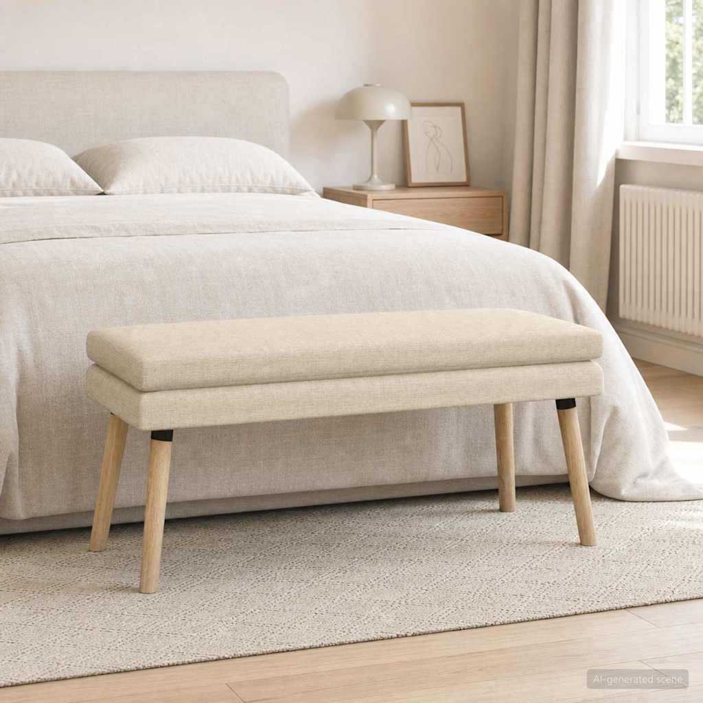 Dobbeltlagret bænk Cremefarvet 110 x 40 x 47 cm Stof billede