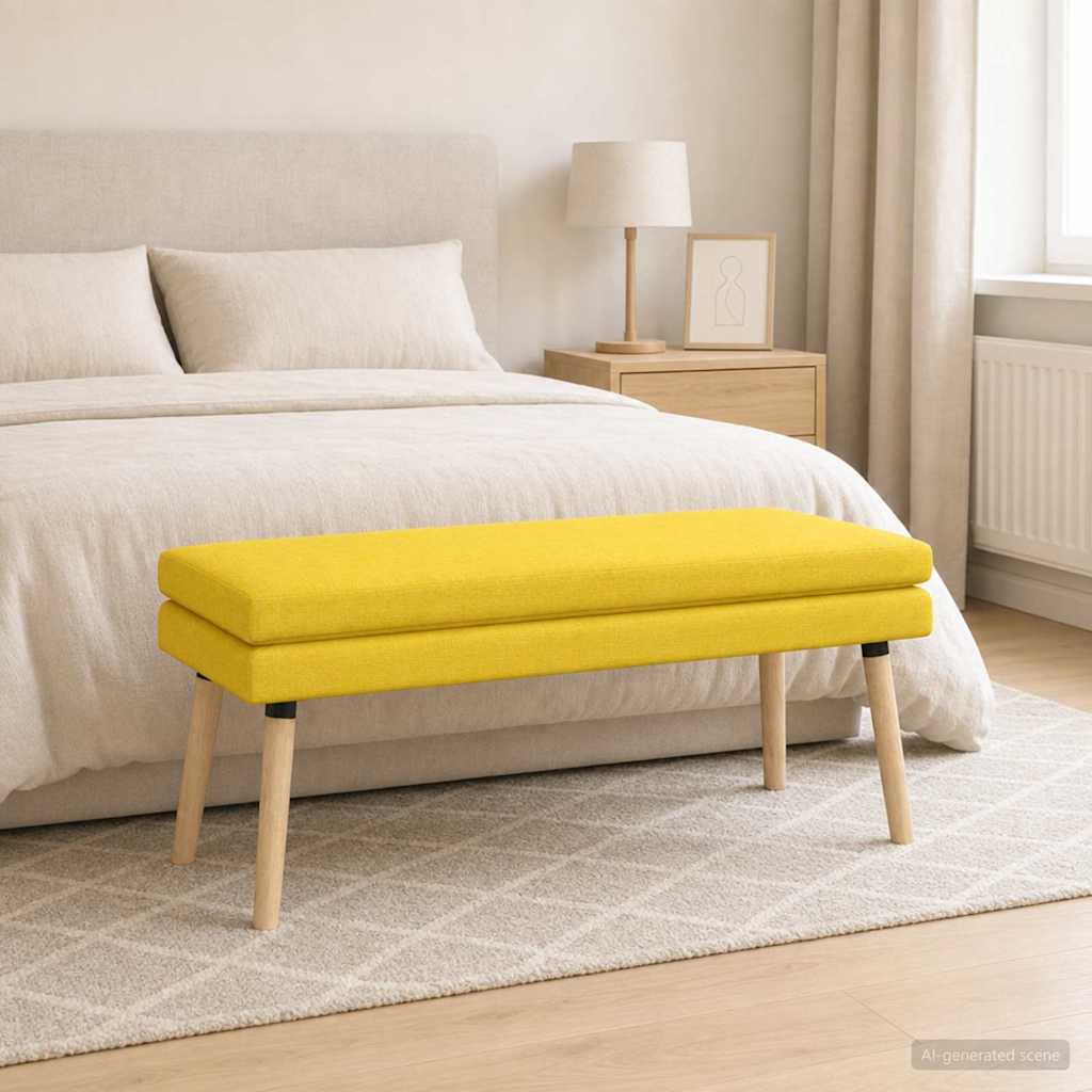 Dobbeltlagret bænk Lys Gul 110 x 40 x 47 cm Stof billede