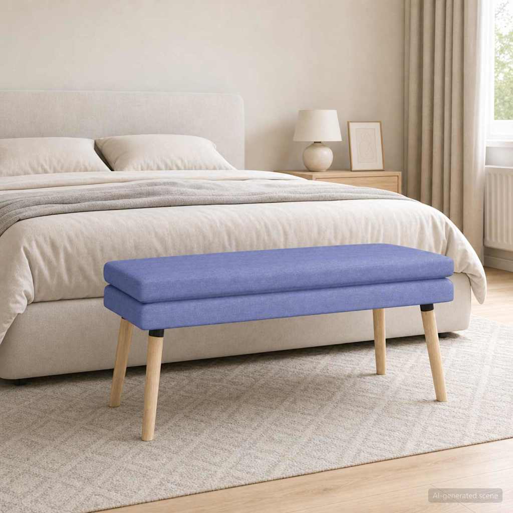 Dobbeltlagret bænk Jeans blå 110 x 40 x 47 cm Stof billede