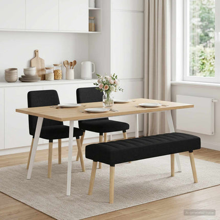 Kanalpuddet Bænk Sort 110 x 40 x 46 cm Stof