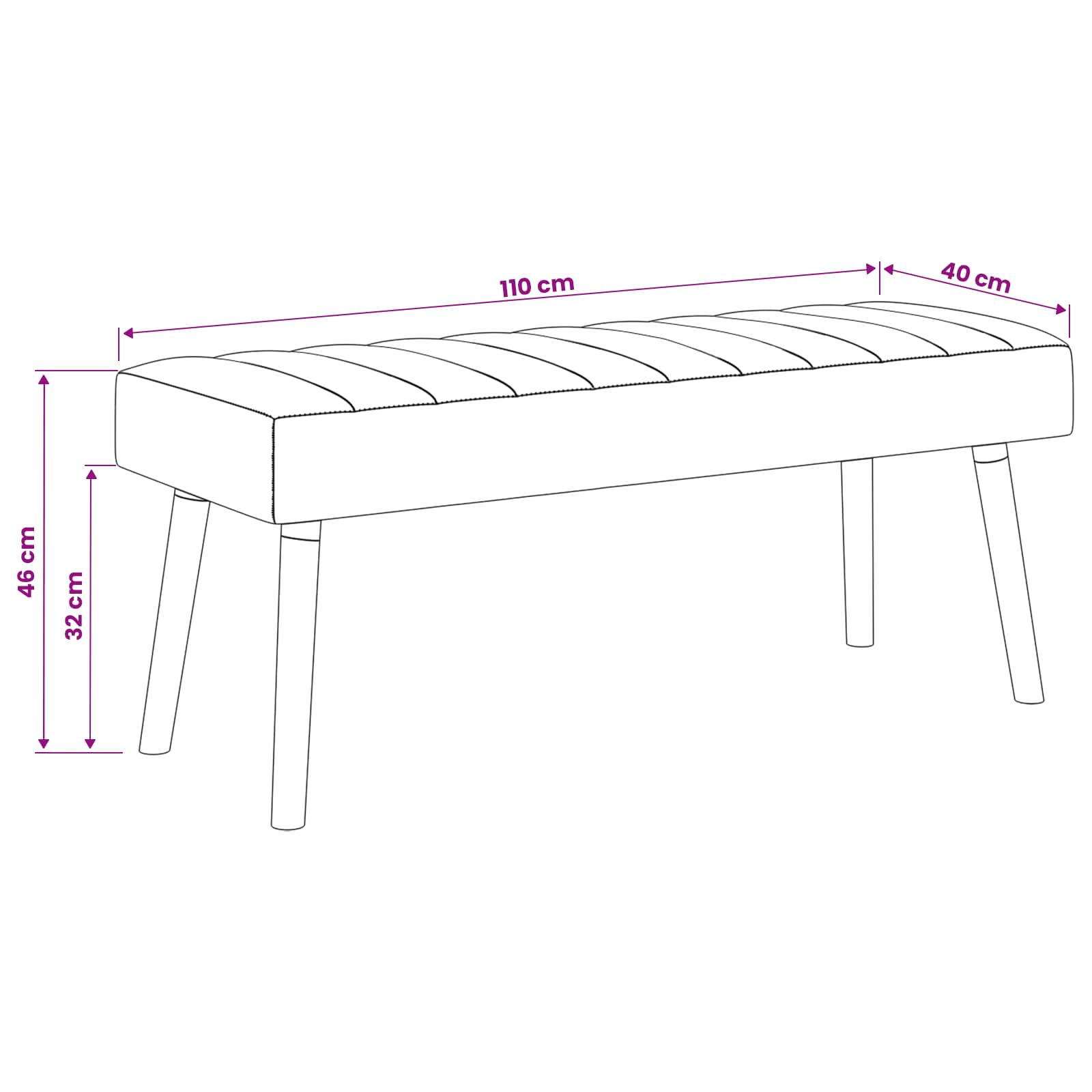 Kanalpuddet Bænk Cremefarvet 110 x 40 x 46 cm Stof