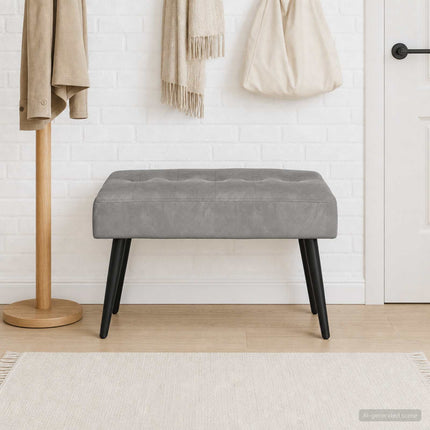 Bænk med knap tufting Lysegrå 60 x 40 x 45 cm Fløjl