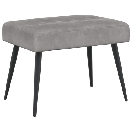 Bænk med knap tufting Lysegrå 60 x 40 x 45 cm Fløjl