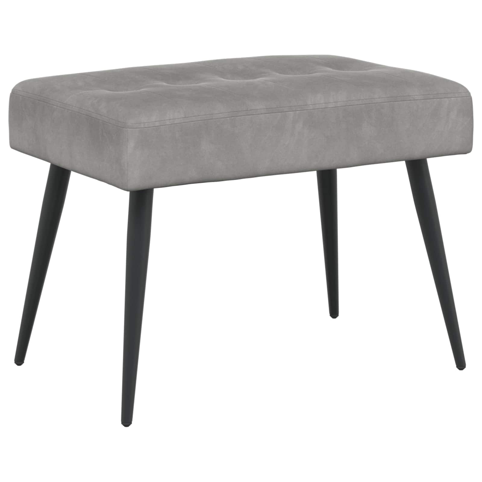 Bænk med knap tufting Lysegrå 60 x 40 x 45 cm Velour