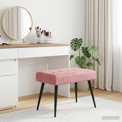 Bænk med knap tufting Lyserød 60 x 40 x 45 cm Fløjl