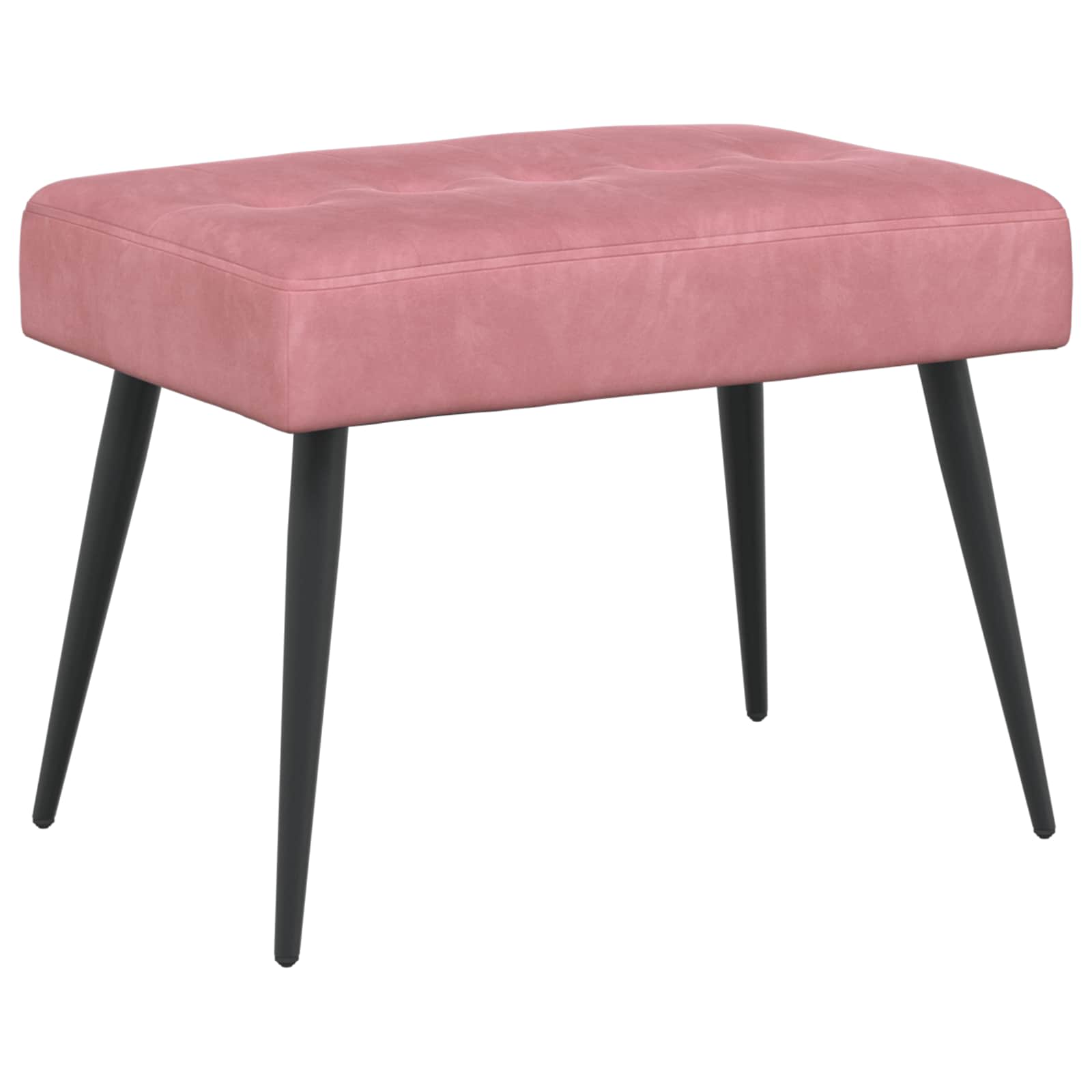 Bænk med knap tufting Lyserød 60 x 40 x 45 cm Velour billede
