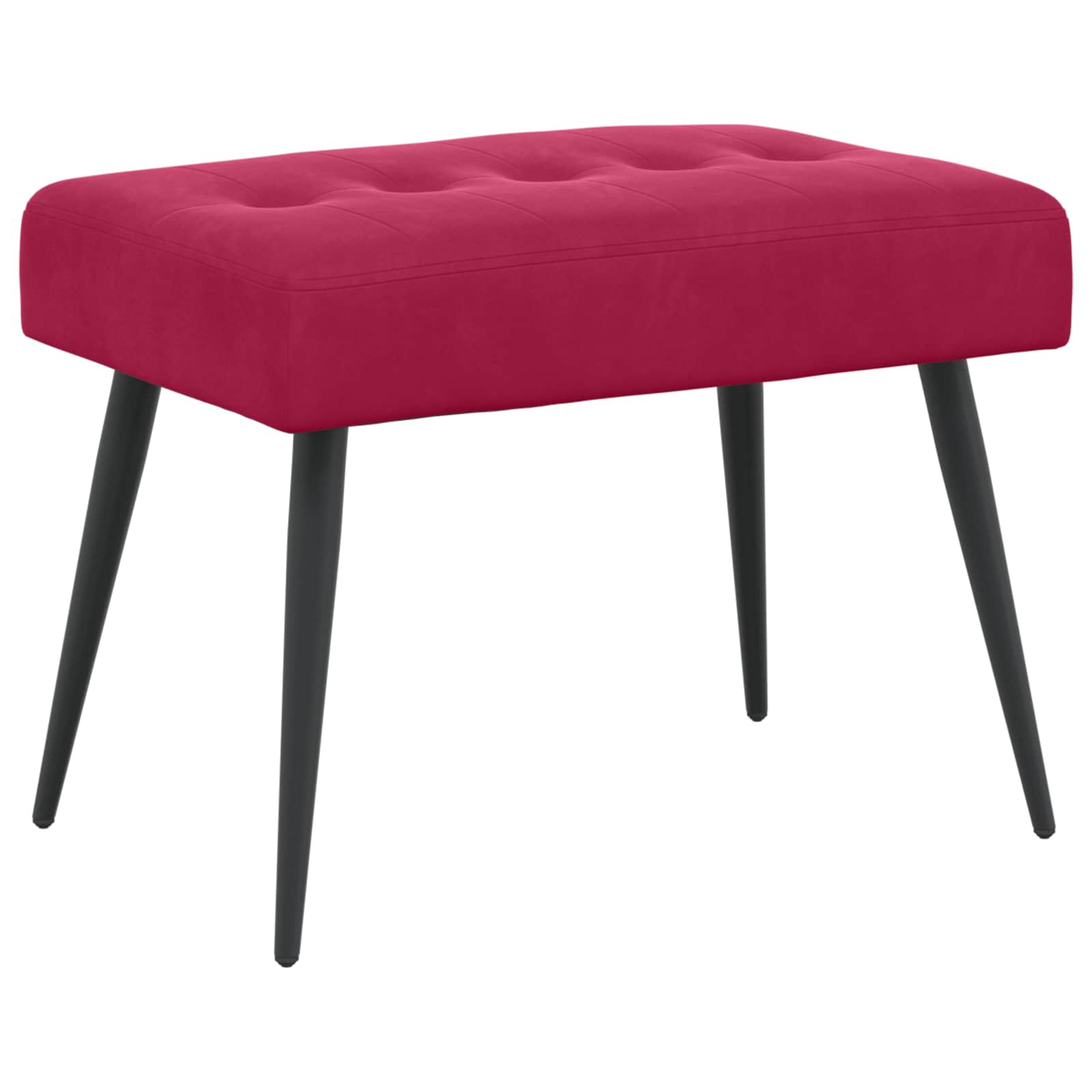 Bænk med knap tufting Vinrød 60 x 40 x 45 cm Velour billede