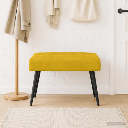 Bænk med knap tufting Gul 60 x 40 x 45 cm Fløjl