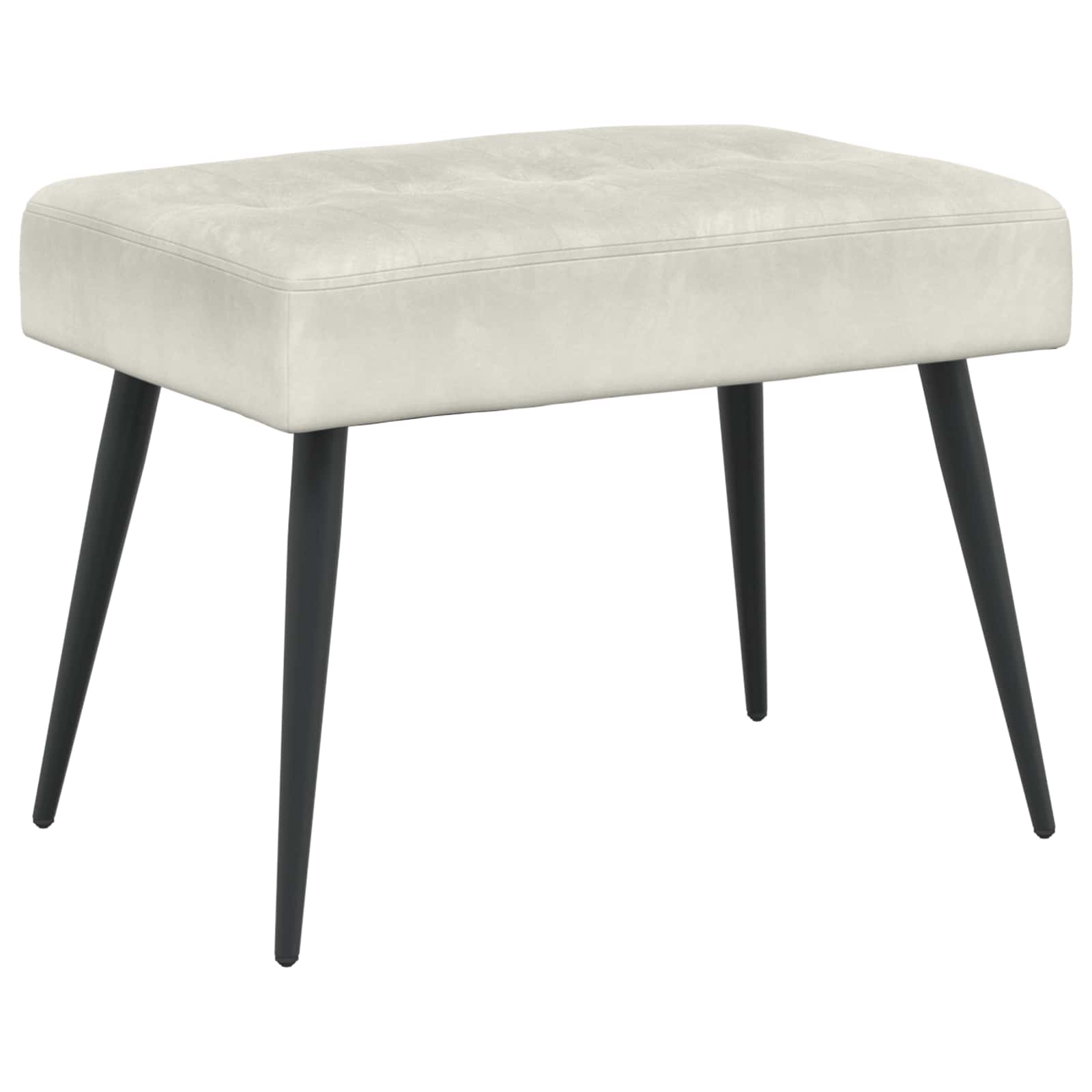 Bænk med knap tufting Cremefarvet 60 x 40 x 45 cm Velour billede