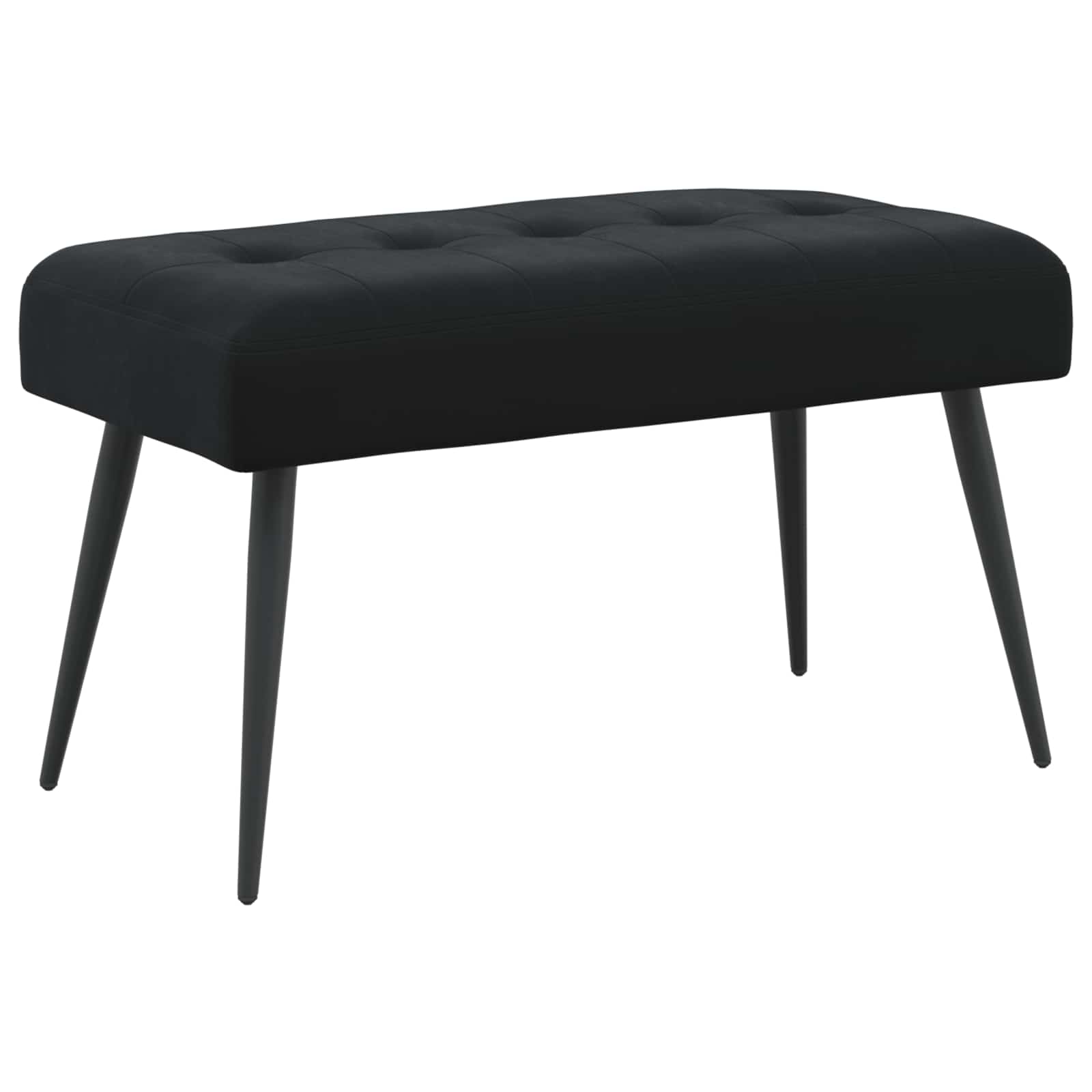 Bænk med knap tufting Sort 80 x 40 x 46 cm Velour