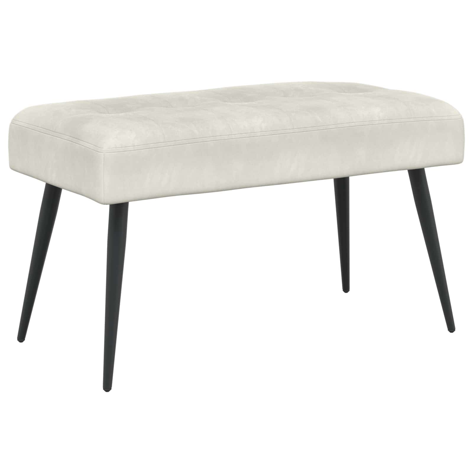 Bænk med knap tufting Cremefarvet 80 x 40 x 46 cm Velour