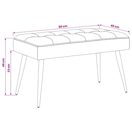 Bænk med knap tufting Cremefarvet 80 x 40 x 46 cm Fløjl