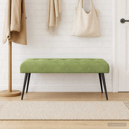 Bænk med knap tufting Lys grøn 110 x 40 x 46 cm Fløjl