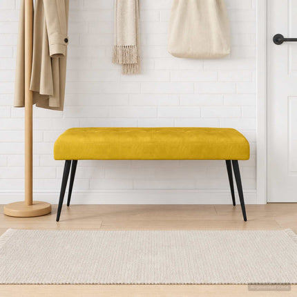 Bænk med knap tufting Gul 110 x 40 x 46 cm Fløjl