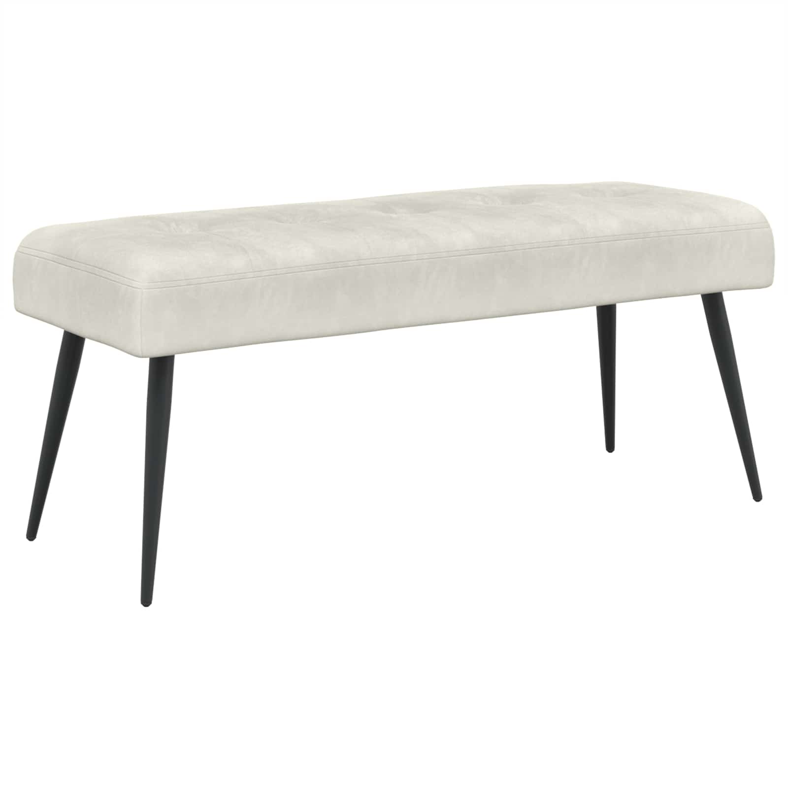 Bænk med knap tufting Cremefarvet 110 x 40 x 46 cm Velour