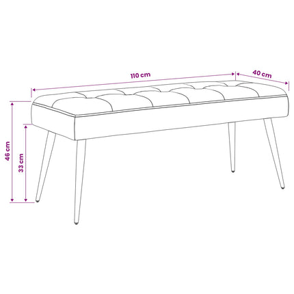 Bænk med knap tufting Turkis 110 x 40 x 46 cm Fløjl