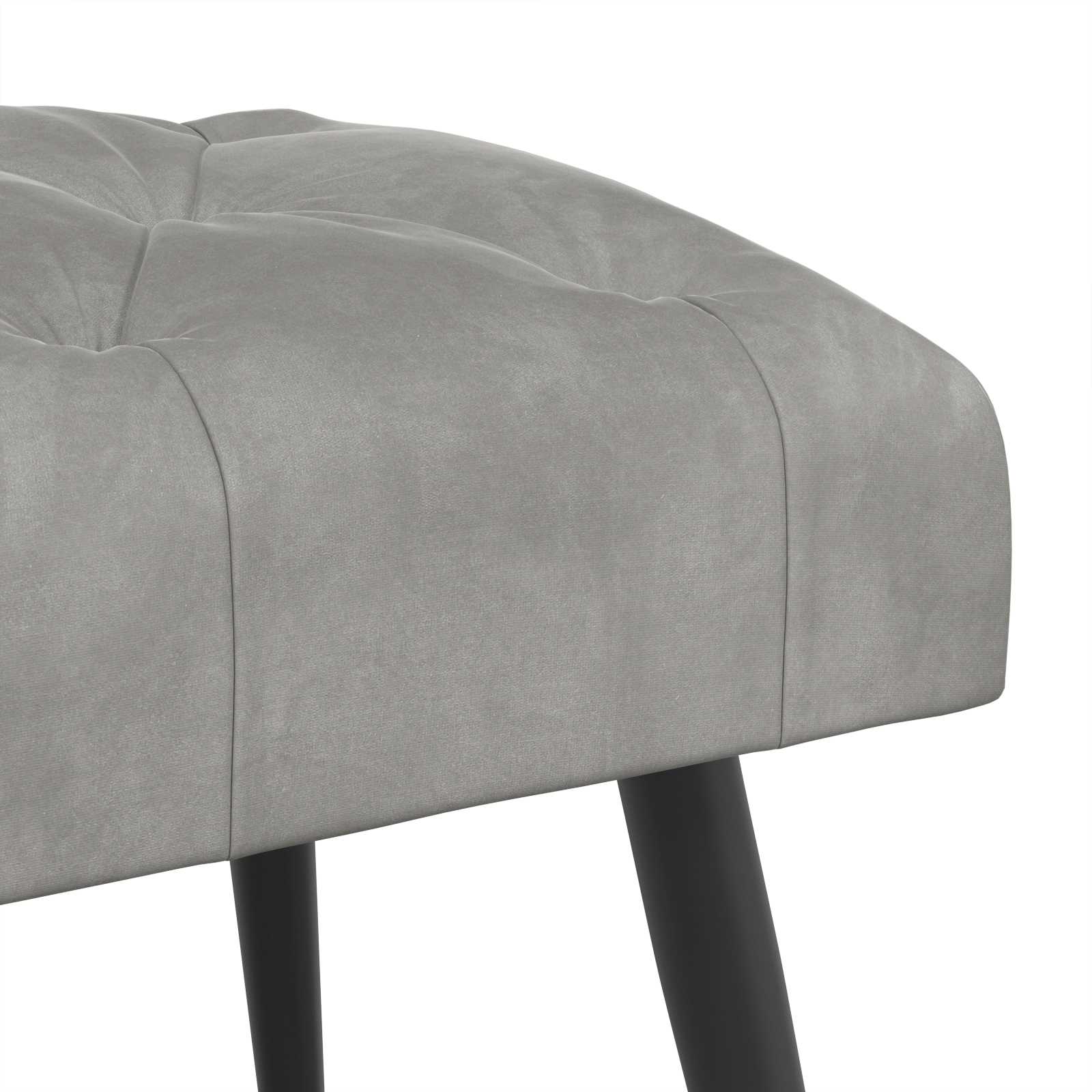 Bænk med knap tufting Lysegrå 60 x 40 x 45 cm Fløjl
