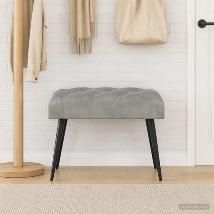 Bænk med knap tufting Lysegrå 60 x 40 x 45 cm Fløjl