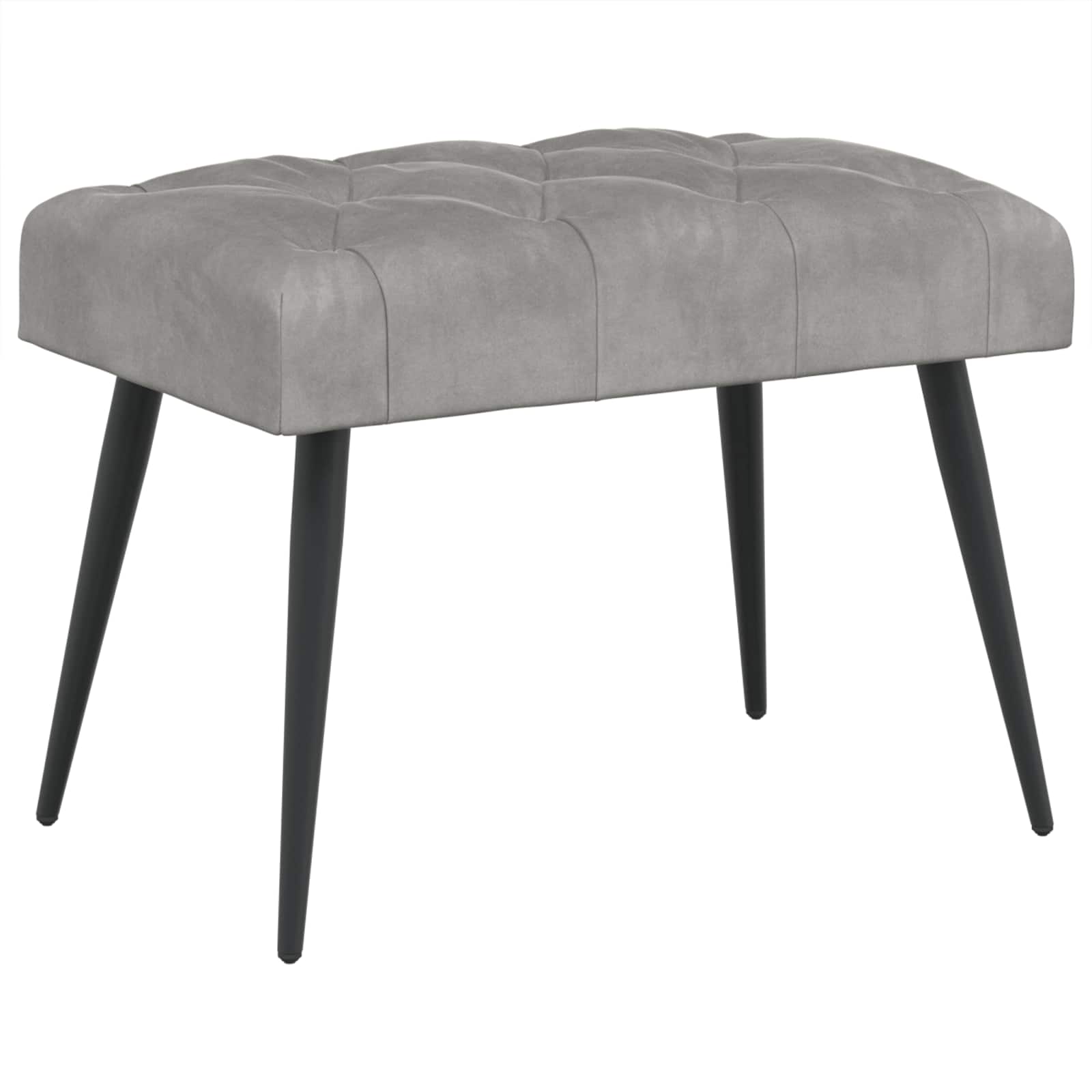 Bænk med knap tufting Lysegrå 60 x 40 x 45 cm Fløjl