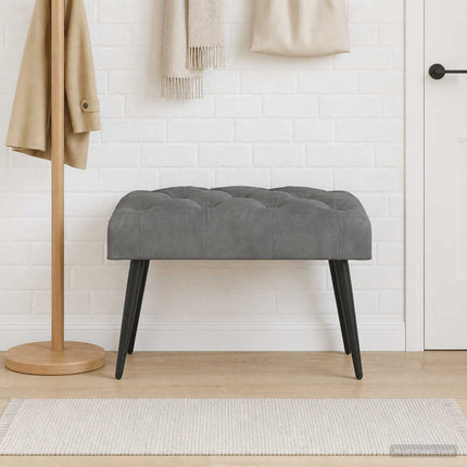 Bænk med knap tufting Mørkegrå 60 x 40 x 45 cm Fløjl