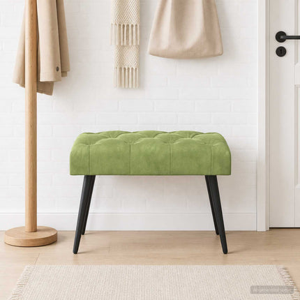 Bænk med knap tufting Lys grøn 60 x 40 x 45 cm Fløjl