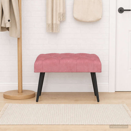 Bænk med knap tufting Lyserød 60 x 40 x 45 cm Fløjl