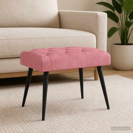 Bænk med knap tufting Lyserød 60 x 40 x 45 cm Fløjl