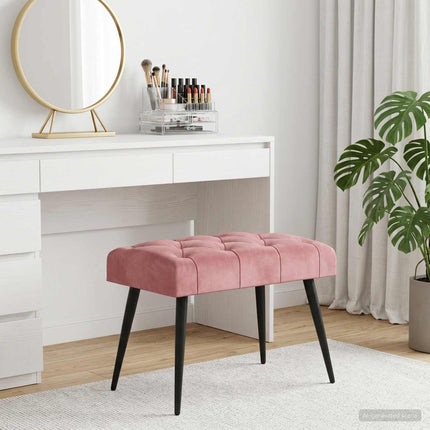 Bænk med knap tufting Lyserød 60 x 40 x 45 cm Fløjl